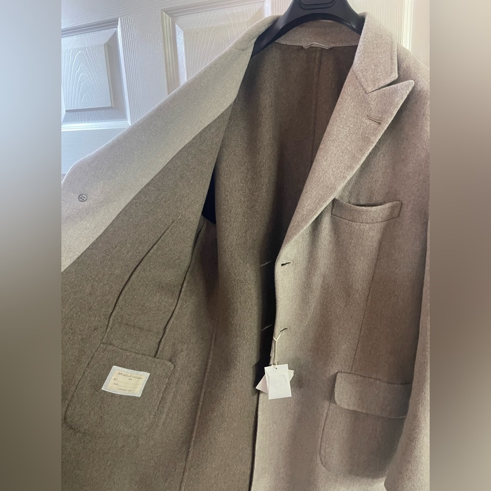 Brunello Cucinelli peak-lapel 3 button 100% Cashmere coat Hand crafted NWT